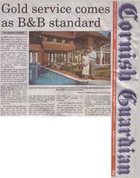 Cornish Guardian - Gold service comes as B and B standard